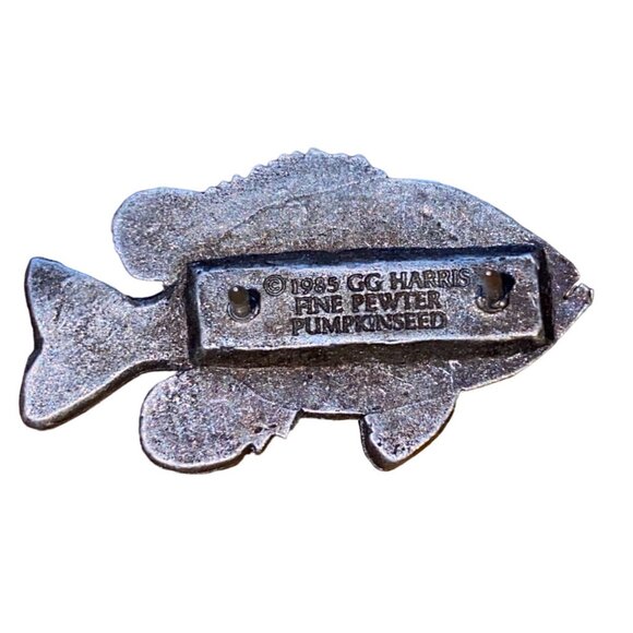 Vintage 1985 CG Harris Pewter Pumpkinseed Fish Pin - Picture 3 of 4